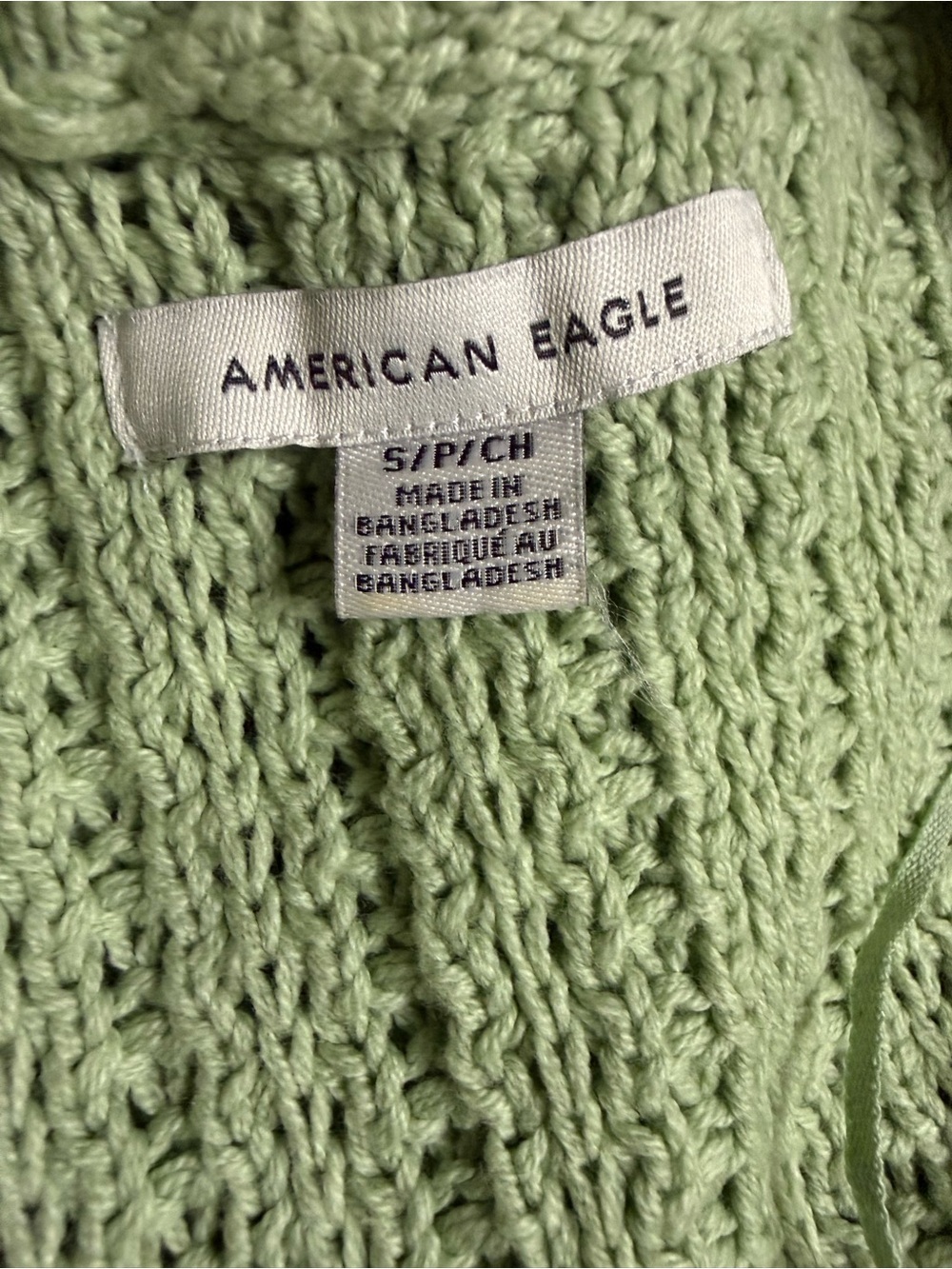 American Eagle Open Knit Cardigan | Sage Green | Boho Small Oversized Fit - Picture 4 of 7